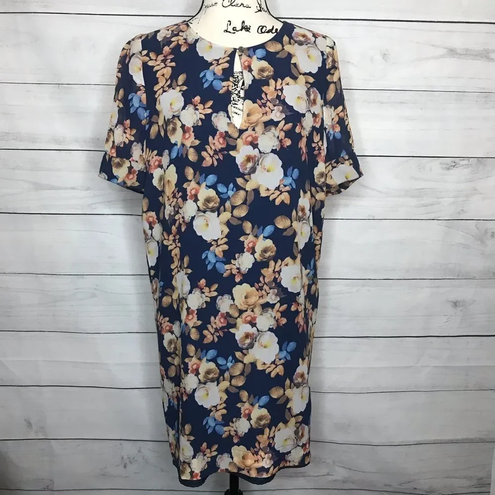 J. Crew Antique Floral blue Silk Sheath dress 4
